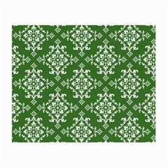 St Patrick S Day Damask Vintage Green Background Pattern Small Glasses Cloth (2-side) by Simbadda