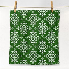 St Patrick S Day Damask Vintage Green Background Pattern Face Towel by Simbadda