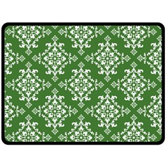 St Patrick S Day Damask Vintage Green Background Pattern Fleece Blanket (large)  by Simbadda