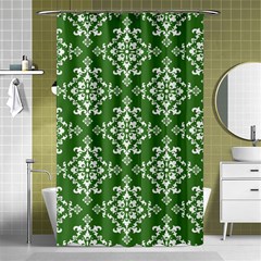 St Patrick S Day Damask Vintage Green Background Pattern Shower Curtain 48  X 72  (small) 