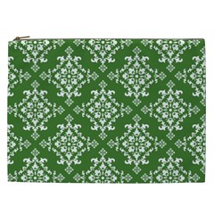 St Patrick S Day Damask Vintage Green Background Pattern Cosmetic Bag (xxl)  by Simbadda