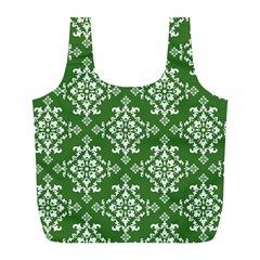 St Patrick S Day Damask Vintage Green Background Pattern Full Print Recycle Bags (l)  by Simbadda