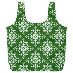 St Patrick S Day Damask Vintage Green Background Pattern Full Print Recycle Bags (l)  by Simbadda