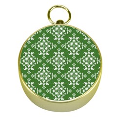 St Patrick S Day Damask Vintage Green Background Pattern Gold Compasses