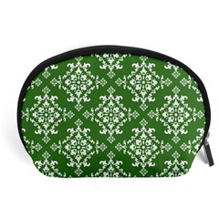 St Patrick S Day Damask Vintage Green Background Pattern Accessory Pouches (large)  by Simbadda