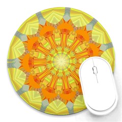 Sunshine Sunny Sun Abstract Yellow Round Mousepads by Simbadda