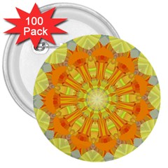 Sunshine Sunny Sun Abstract Yellow 3  Buttons (100 Pack) 