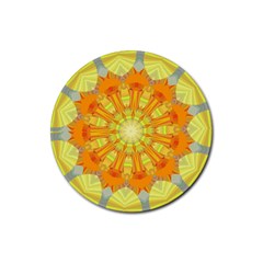 Sunshine Sunny Sun Abstract Yellow Rubber Round Coaster (4 Pack)  by Simbadda