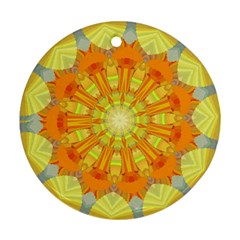 Sunshine Sunny Sun Abstract Yellow Round Ornament (two Sides)