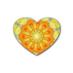 Sunshine Sunny Sun Abstract Yellow Rubber Coaster (heart)  by Simbadda