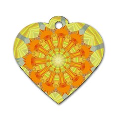 Sunshine Sunny Sun Abstract Yellow Dog Tag Heart (two Sides) by Simbadda