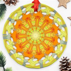 Sunshine Sunny Sun Abstract Yellow Ornament (round Filigree) by Simbadda