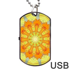 Sunshine Sunny Sun Abstract Yellow Dog Tag Usb Flash (two Sides) by Simbadda