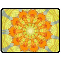 Sunshine Sunny Sun Abstract Yellow Double Sided Fleece Blanket (large)  by Simbadda