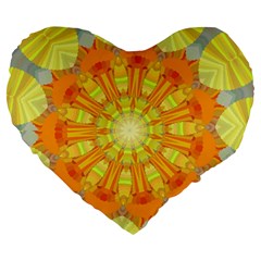 Sunshine Sunny Sun Abstract Yellow Large 19  Premium Flano Heart Shape Cushions by Simbadda