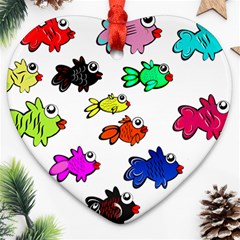 Fishes Marine Life Swimming Water Ornament (heart)