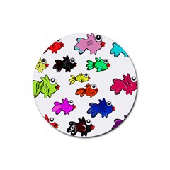 Fishes Marine Life Swimming Water Rubber Coaster (round)  by Simbadda