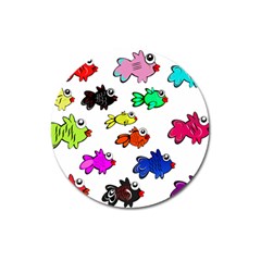 Fishes Marine Life Swimming Water Magnet 3  (round) by Simbadda