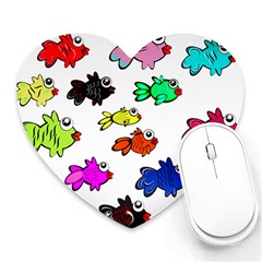 Fishes Marine Life Swimming Water Heart Mousepads by Simbadda