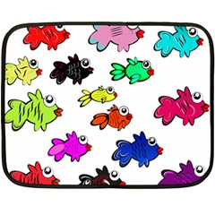 Fishes Marine Life Swimming Water Double Sided Fleece Blanket (mini) 