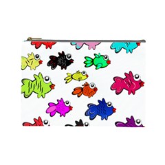 Fishes Marine Life Swimming Water Cosmetic Bag (large)  by Simbadda