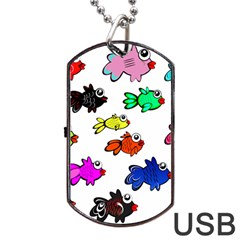 Fishes Marine Life Swimming Water Dog Tag Usb Flash (two Sides)