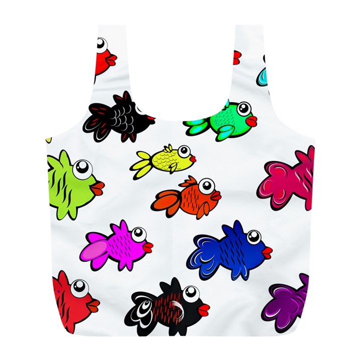 Fishes Marine Life Swimming Water Full Print Recycle Bags (L) 