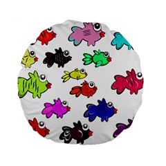 Fishes Marine Life Swimming Water Standard 15  Premium Flano Round Cushions