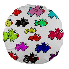 Fishes Marine Life Swimming Water Large 18  Premium Flano Round Cushions