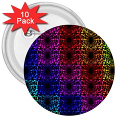 Rainbow Grid Form Abstract 3  Buttons (10 Pack) 