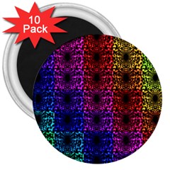 Rainbow Grid Form Abstract 3  Magnets (10 Pack) 