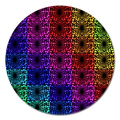 Rainbow Grid Form Abstract Magnet 5  (round) by Simbadda