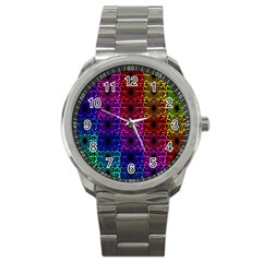 Rainbow Grid Form Abstract Sport Metal Watch by Simbadda