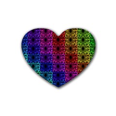 Rainbow Grid Form Abstract Rubber Coaster (heart)  by Simbadda