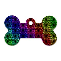 Rainbow Grid Form Abstract Dog Tag Bone (two Sides) by Simbadda