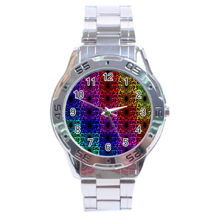 Rainbow Grid Form Abstract Stainless Steel Analogue Watch