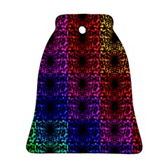 Rainbow Grid Form Abstract Bell Ornament (two Sides)