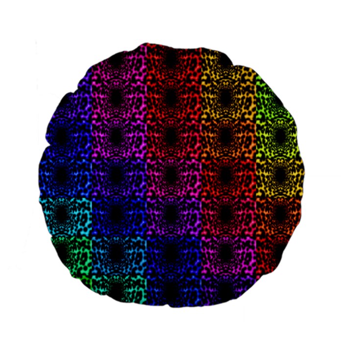 Rainbow Grid Form Abstract Standard 15  Premium Flano Round Cushions