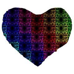 Rainbow Grid Form Abstract Large 19  Premium Flano Heart Shape Cushions