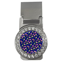 Flowers Roses Floral Flowery Blue Background Money Clips (cz) 