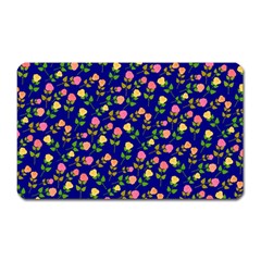 Flowers Roses Floral Flowery Blue Background Magnet (rectangular)