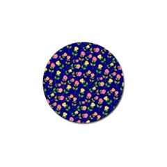 Flowers Roses Floral Flowery Blue Background Golf Ball Marker by Simbadda