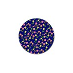 Flowers Roses Floral Flowery Blue Background Golf Ball Marker Front