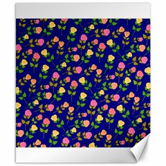 Flowers Roses Floral Flowery Blue Background Canvas 8  X 10 