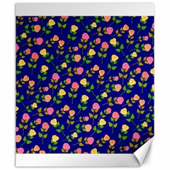 Flowers Roses Floral Flowery Blue Background Canvas 20  X 24  