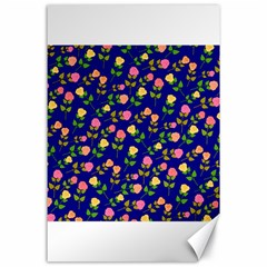 Flowers Roses Floral Flowery Blue Background Canvas 24  X 36 