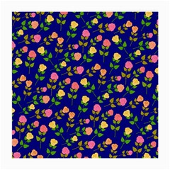 Flowers Roses Floral Flowery Blue Background Medium Glasses Cloth by Simbadda