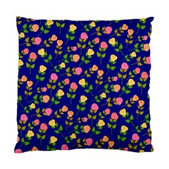 Flowers Roses Floral Flowery Blue Background Standard Cushion Case (one Side) by Simbadda