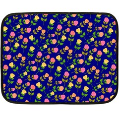 Flowers Roses Floral Flowery Blue Background Double Sided Fleece Blanket (mini)  by Simbadda