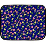 Flowers Roses Floral Flowery Blue Background Double Sided Fleece Blanket (Mini)  35 x27  Blanket Back